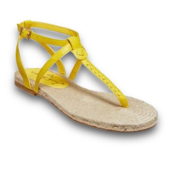 JACK ROGERS Yellow Ankle Strap Sandals with woven Jute Footbed NWT BOX 6.5M - Picture 8 of 16